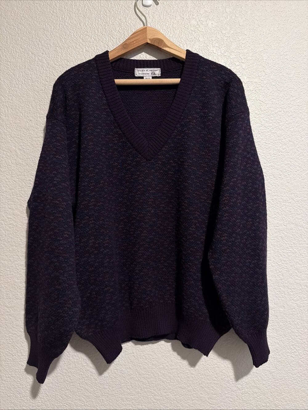 Vintage Tricots St Raphael Sweater 80s 90s Retro Vintage Wool Purple Grandpa M